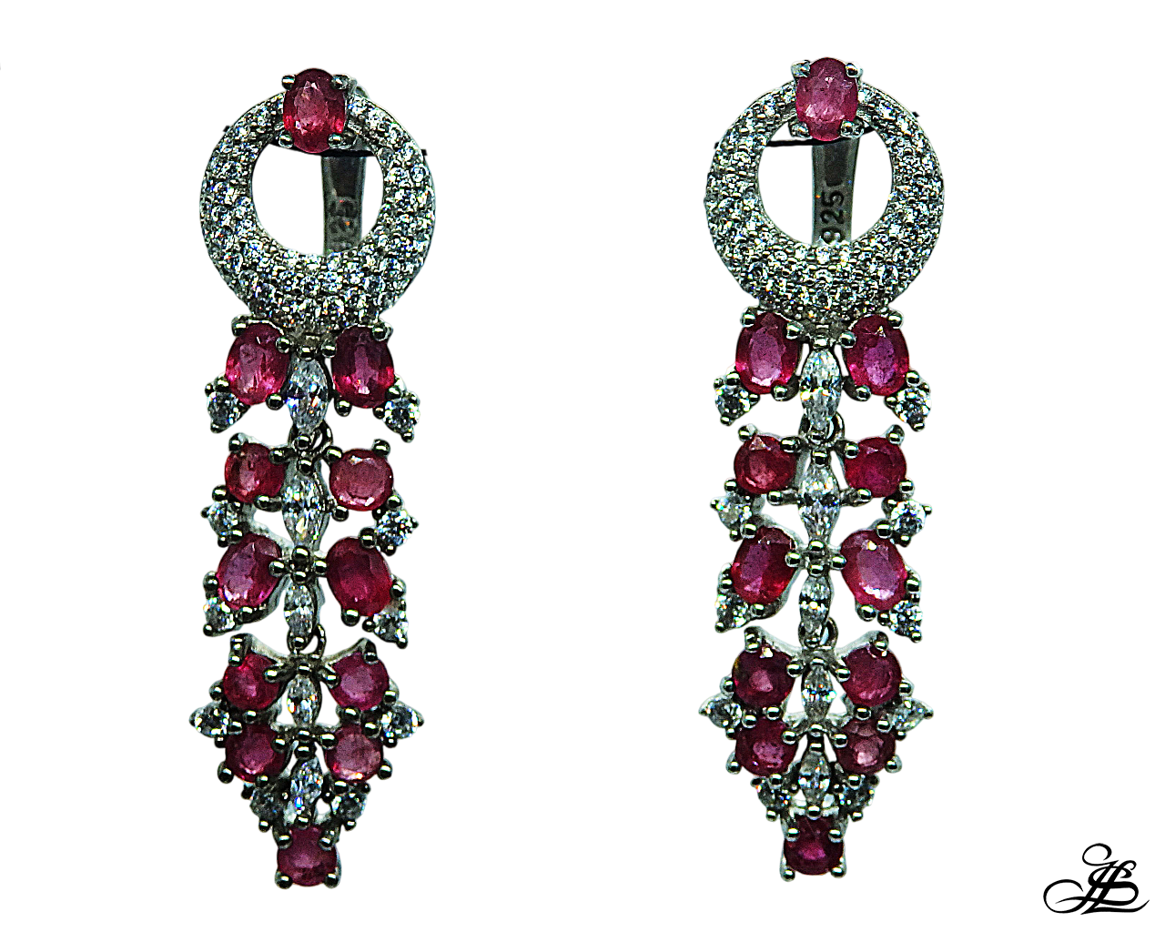 Pendientes con zirconitas y rubíes